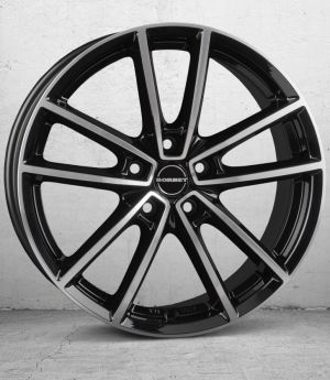 Borbet W black polished glossy Wheel 7x17 inch 5x108 bolt circle