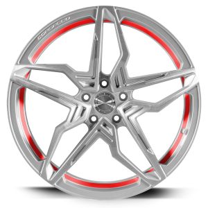 CORSPEED Kharma Silver-brushed-Surface undercut Trimline red 8,5x19 5x114,3 bolt circle
