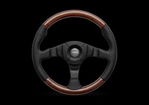 MOMO Dark Fighter Wood steering wheel D=350mm smoot leather / Mahogany wood black / -