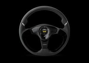 MOMO NERO steering wheel D=350mm smoot leather / inserts chrome + Alcantara black