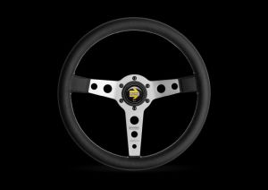 MOMO Prototipo steering wheel D=350mm smoot leather black / spokes: silver