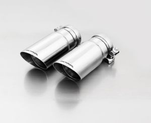 Remus Tailpipe set left/right 2 tailpipes each 76 mm oblique straight cut, chrome-plated, with adjustable spherical connection fits for Mercedes CLA 2,0l 155kW 4-matic (2013-2019)