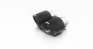 Remus tail pipe set L/R consisting of 4 Carbon tail pipes : 102 mm angled/angled, Titanium internals, with adjustable spherical clamp connection fits for _Endrohre 4 Endrohre Carbon