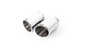 Remus tail pipe set L/R consisting of 4 tail pipes : 102 mm angled/angled, chromed, with adjustable spherical clamp connection fits for _Endrohre 4 Endrohre schräg