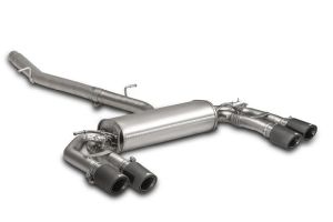 Remus GPF-back-system consisting of 
Sport exhaust centered (absorption principle) for L/R system quad flow with 2 integrated valves
incl. GPF-back front section replacement tube
incl. connection tube with spherical connection for mounting of the the spor