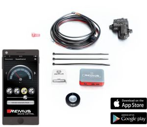 Remus The REMUS Sound Controller (2 modes, RPM and speed-dependent) consisting of the electronic module, the OBDII plug, the remote control button as well as the electrical actuator including the cables.
incl. EC type approval (due to the dependence on RP