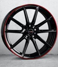 Borbet LX19 black glossy rim red Wheel 8x19 inch 5x114,3 bolt circle