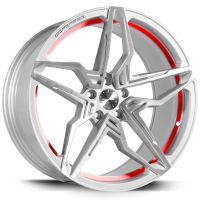 CORSPEED Kharma Silver-brushed-Surface undercut Trimline red 9x20 5x120 bolt circle