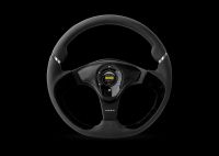 MOMO NERO steering wheel D=350mm smoot leather / inserts chrome + Alcantara black