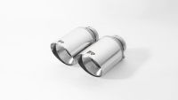 Remus Stainless steel tail pipe set 4 tail pipes Ø 102 mm angled (shorter length 145 mm), straight cut, chromed, with adjustable spherical clamp connection fits for _Endrohre 4 Endrohre schräg