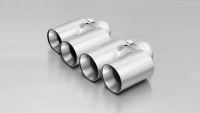 Remus Stainless steel tail pipe set L/R consisting of 4 chromed tail pipes Ø 76 mm straight cut, with integrated valveThe activation of the valve is carried out using the original actuator via the vehicle onboard electronics. fits for _Endrohre 4 Endrohre