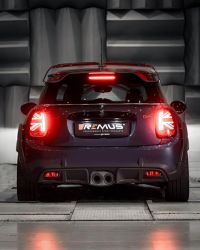 Remus REMUS cat back system consisting of 1 front silencer replacement tube, 1 connection tube and sport exhaust centered with integrated valve and remote control (without tail pipes) and EEC homologation, pipe : 70 mm fits for Mini John Cooper Works 2,0l